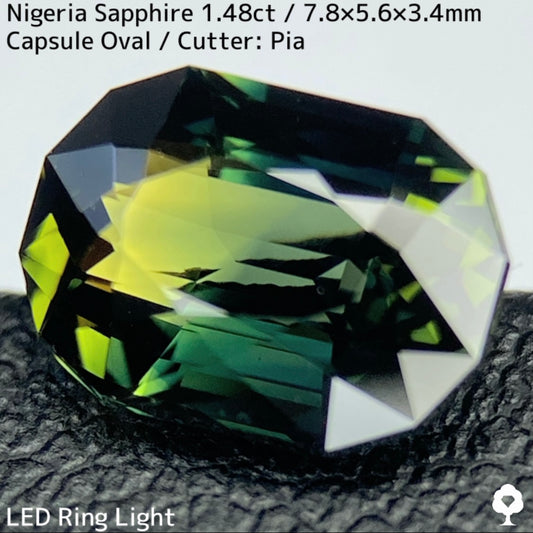 ナイジェリア産サファイア1.48ct★ディープカラーに潜む鮮やかなイエローとダークブルーが面白く美しい