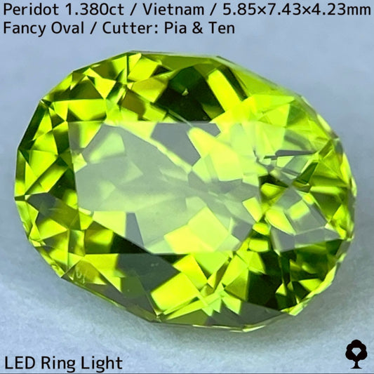ベトナム産ペリドット1.380ct★発色の良いスカッとしたグリーンの美結晶は輝きに溢れる