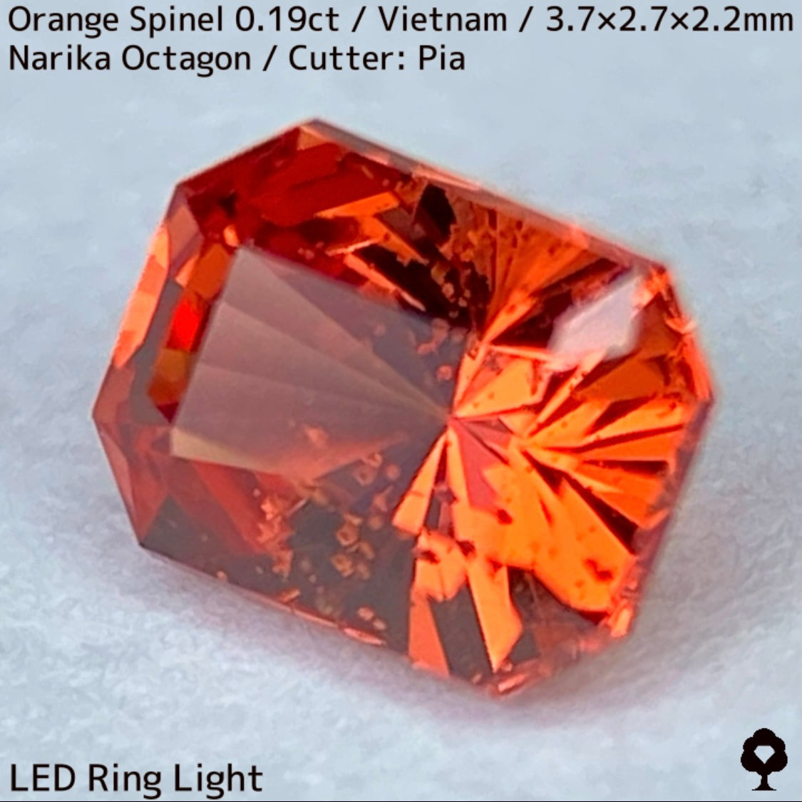 ベトナム産オレンジスピネル0.19ct★ネオンオレンジ美しいナリカーの鋭い煌めきのバブリー結晶