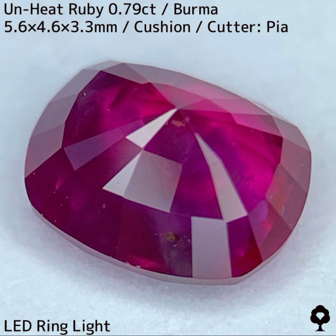 ビルマ産非加熱ルビー0.79ct★美色結晶をコウモリが覆うバットマンルビー