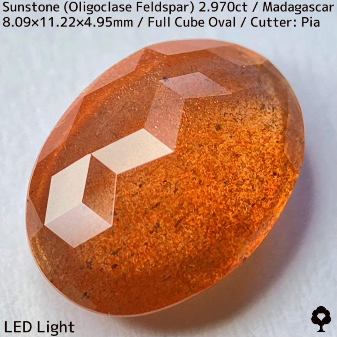 サンストーン(オリゴクレース)2.970ct★原石からつくりあげた作品
