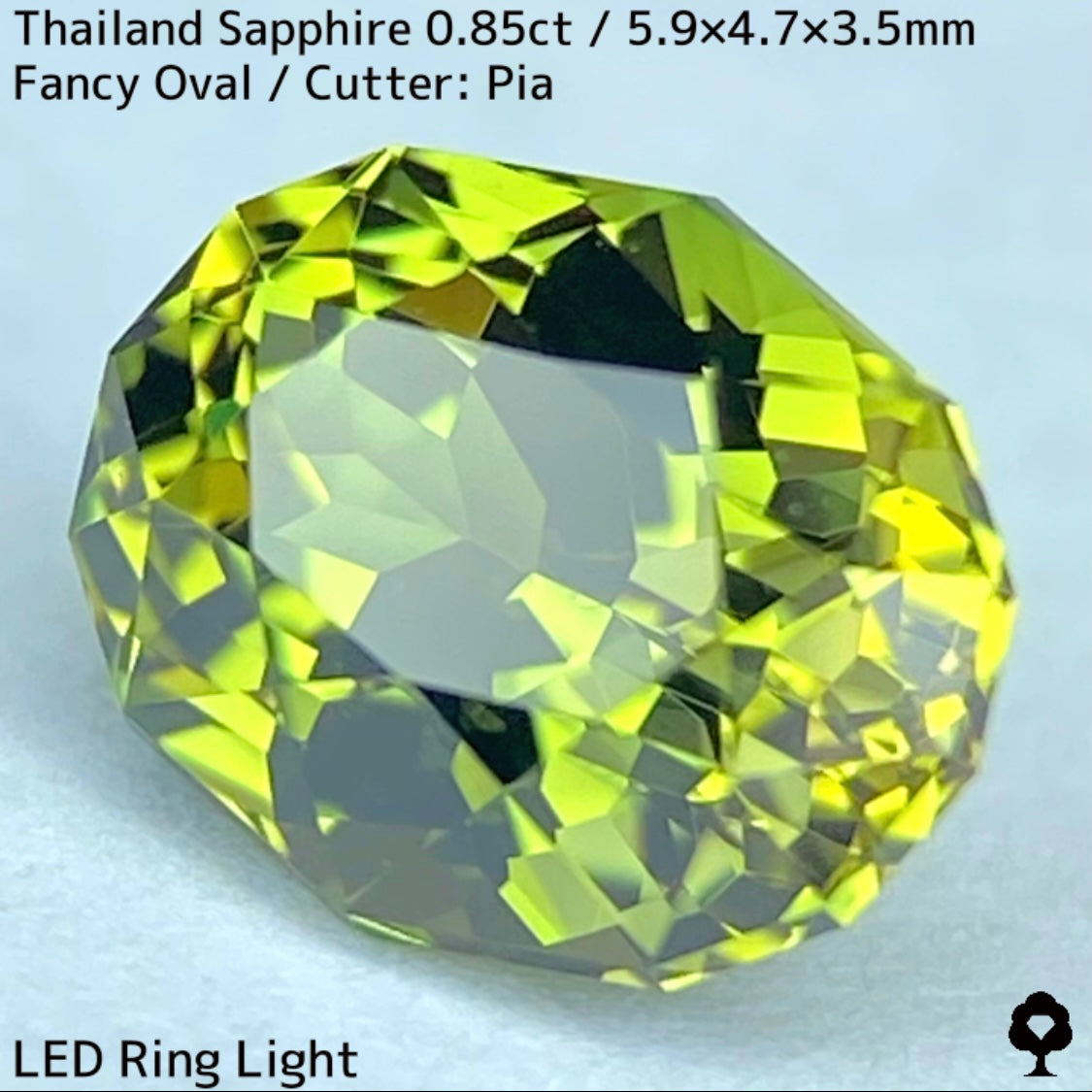 タイ産サファイア0.85ct★バンカチャらしいパーティライムカラーにファイアー彩る美結晶