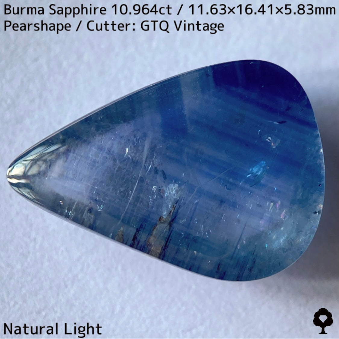 ビルマ産サファイア10.964ct★煌めく虹インクルと実はキャッツが出るなど面白さ詰まった秘蔵品