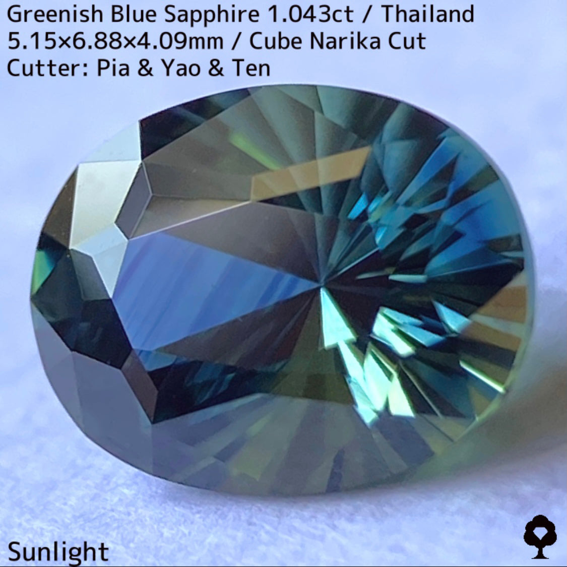 【ご当選者さま専用】タイ産グリニッシュブルーサファイア1.043ct★ディープカラーから煌めく羽根のようなティールブルー