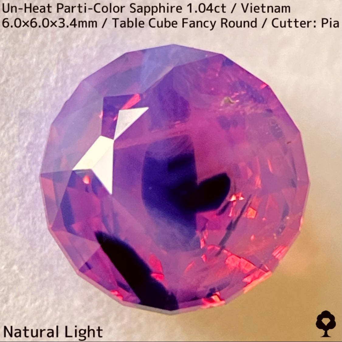 ベトナム産非加熱パーティカラーサファイア1.046ct★ベトナム産の面白さが詰まったシルキーネオン放つ1ctアップ