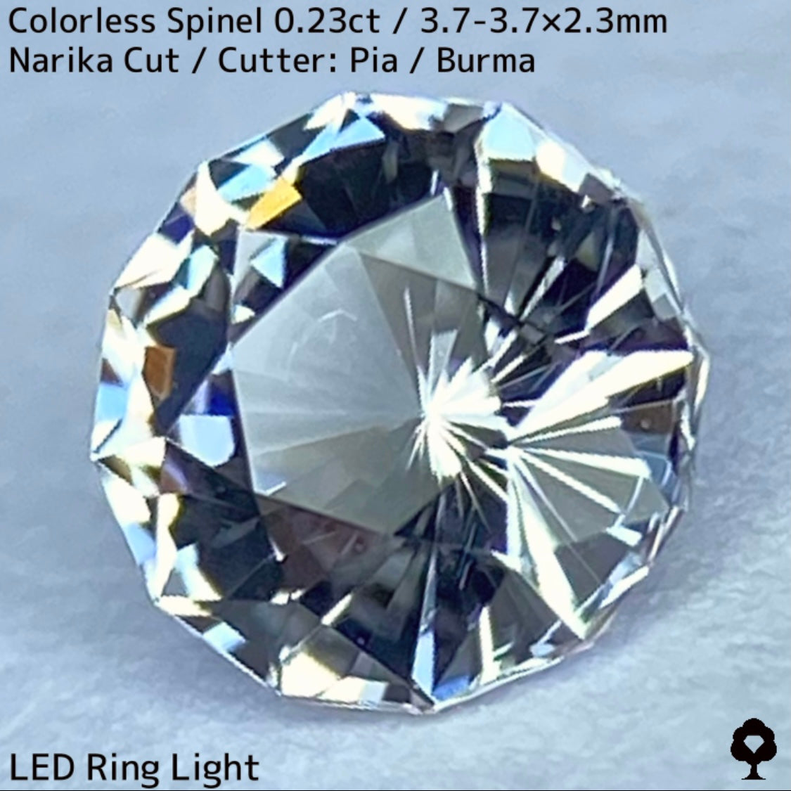 ビルマ産カラーレススピネル0.23ct★クリアな結晶から純白の煌めきとカラフルファイアー放つナリカーカット