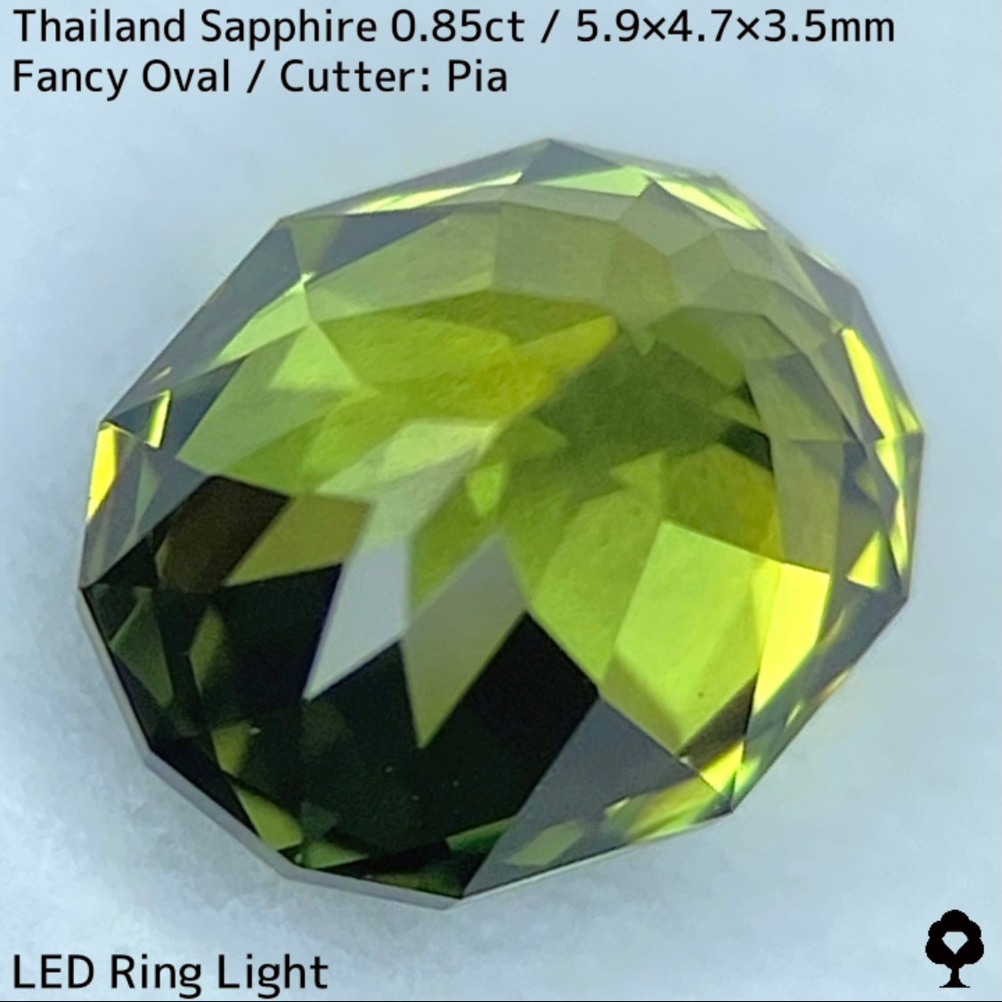 タイ産サファイア0.85ct★バンカチャらしいパーティライムカラーにファイアー彩る美結晶