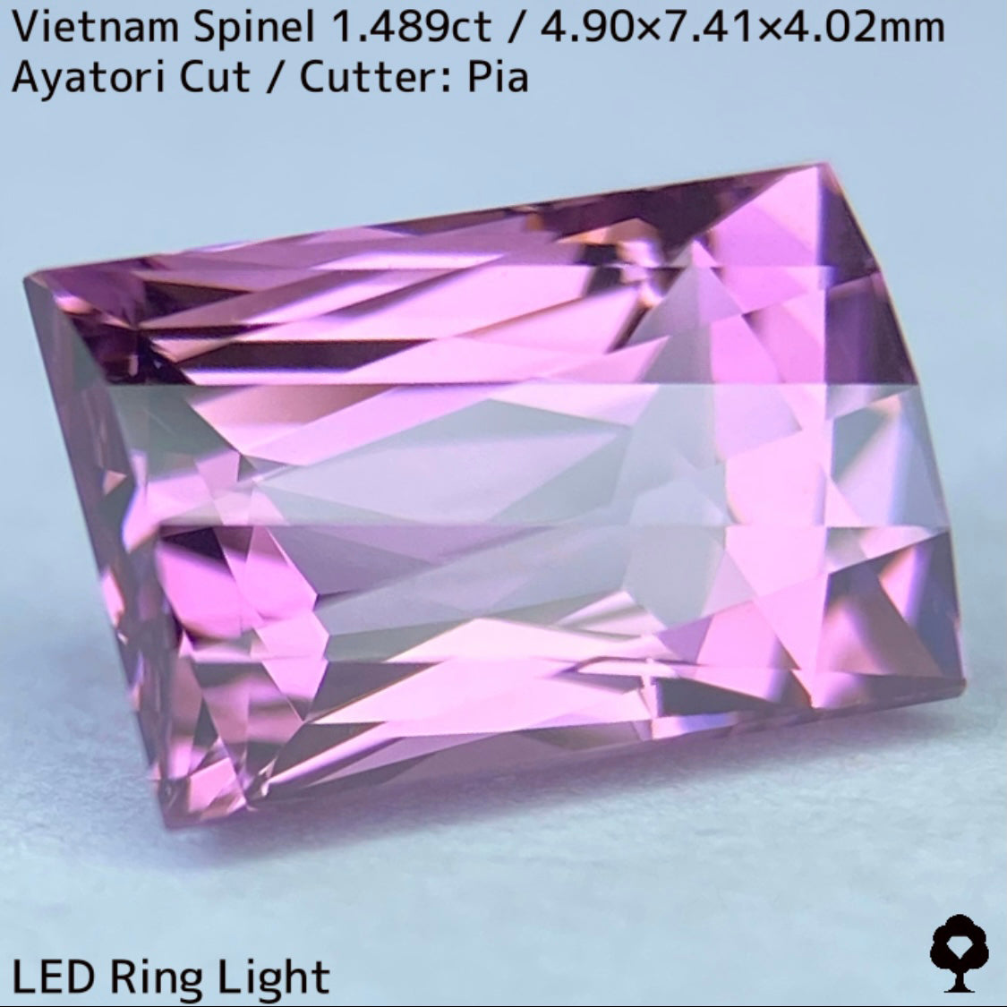 ベトナム産スピネル1.489ct★妖艶なピンキッシュパープルの超美結晶原石の形を生かしたシザースのあやとりカット
