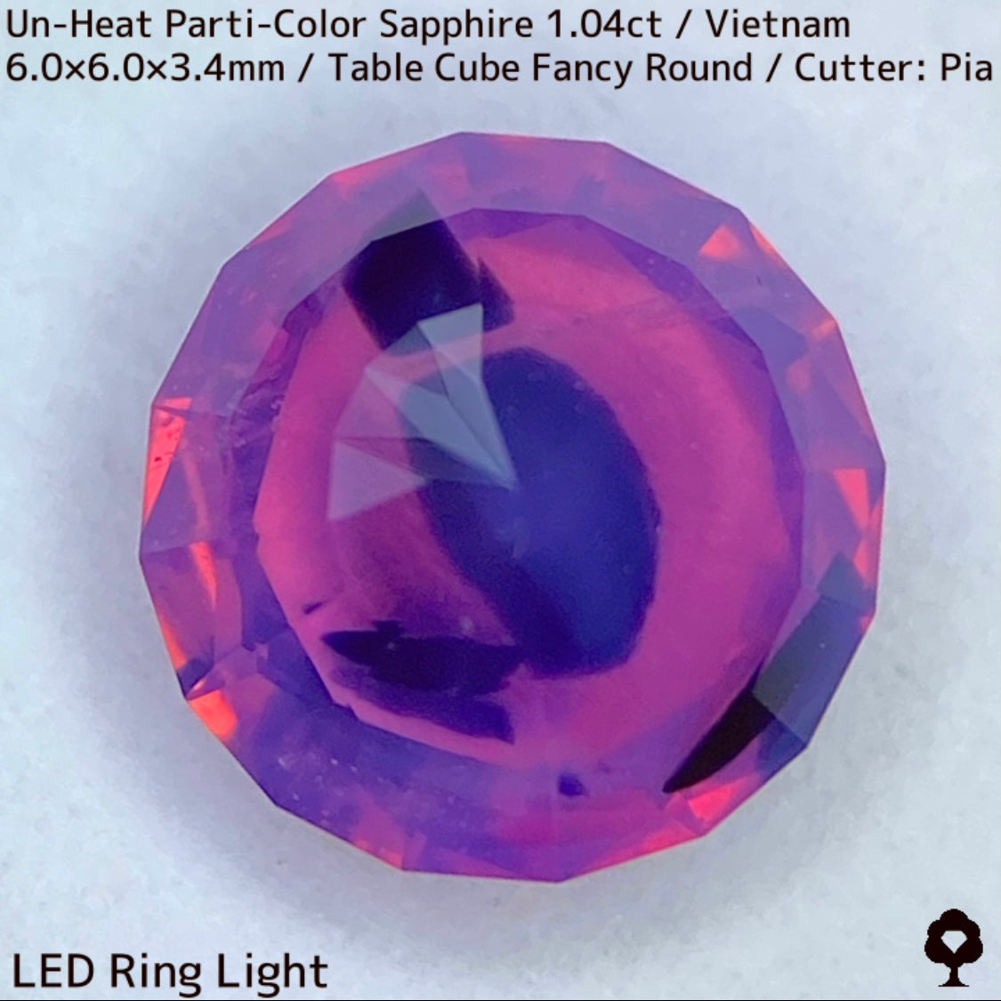 ベトナム産非加熱パーティカラーサファイア1.046ct★ベトナム産の面白さが詰まったシルキーネオン放つ1ctアップ