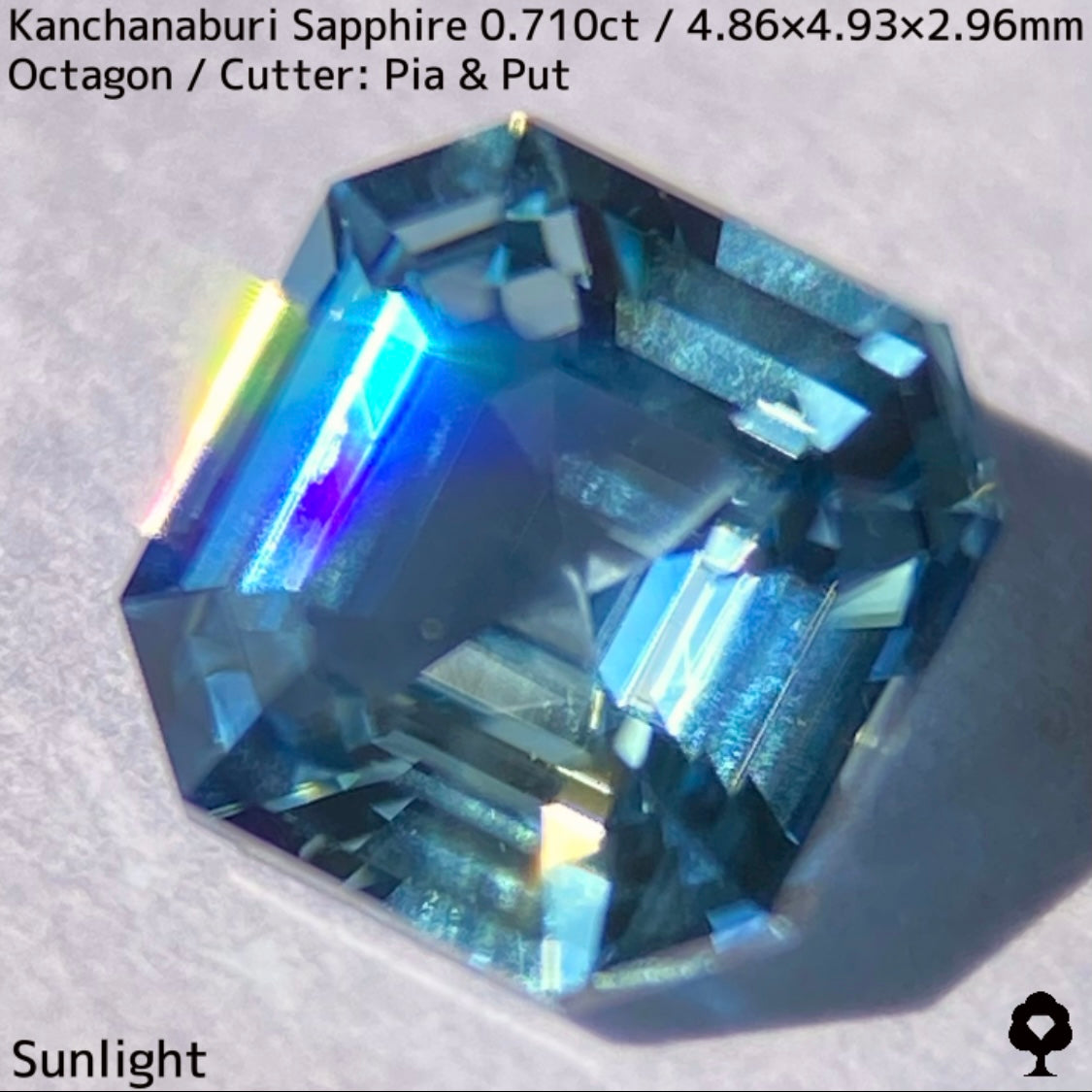 【ご当選者さま専用】カンチャナブリー産サファイア0.710ct★ライトカラーならではの凄まじいファイアー楽しめるシンプルオクタゴンの美結晶