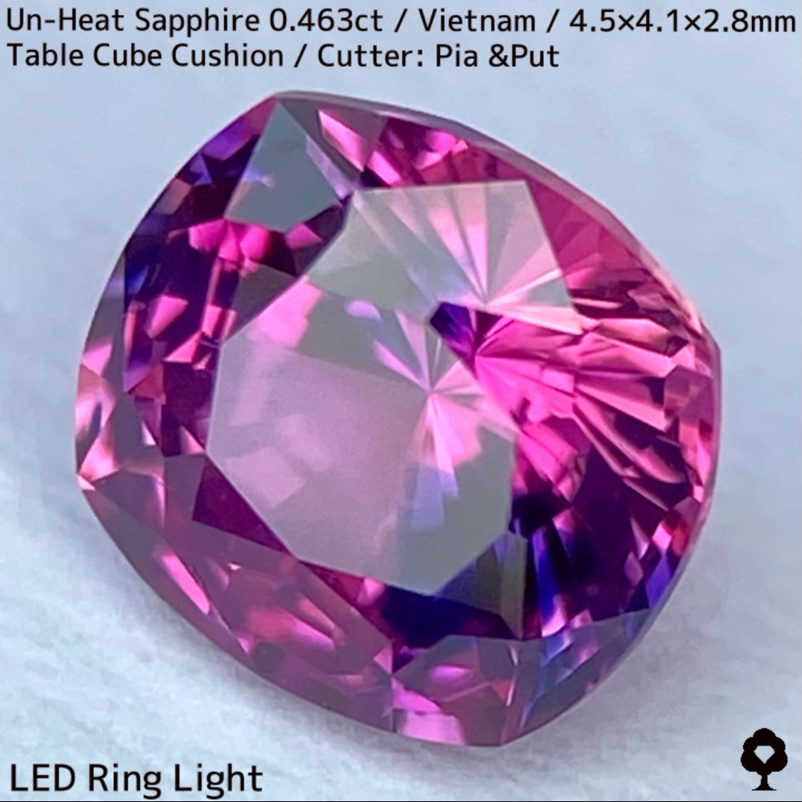 ベトナム産非加熱サファイア0.463ct★ベトナム産の魅力がたまりに詰まったウィンザー産のような美パープリッシュピンク