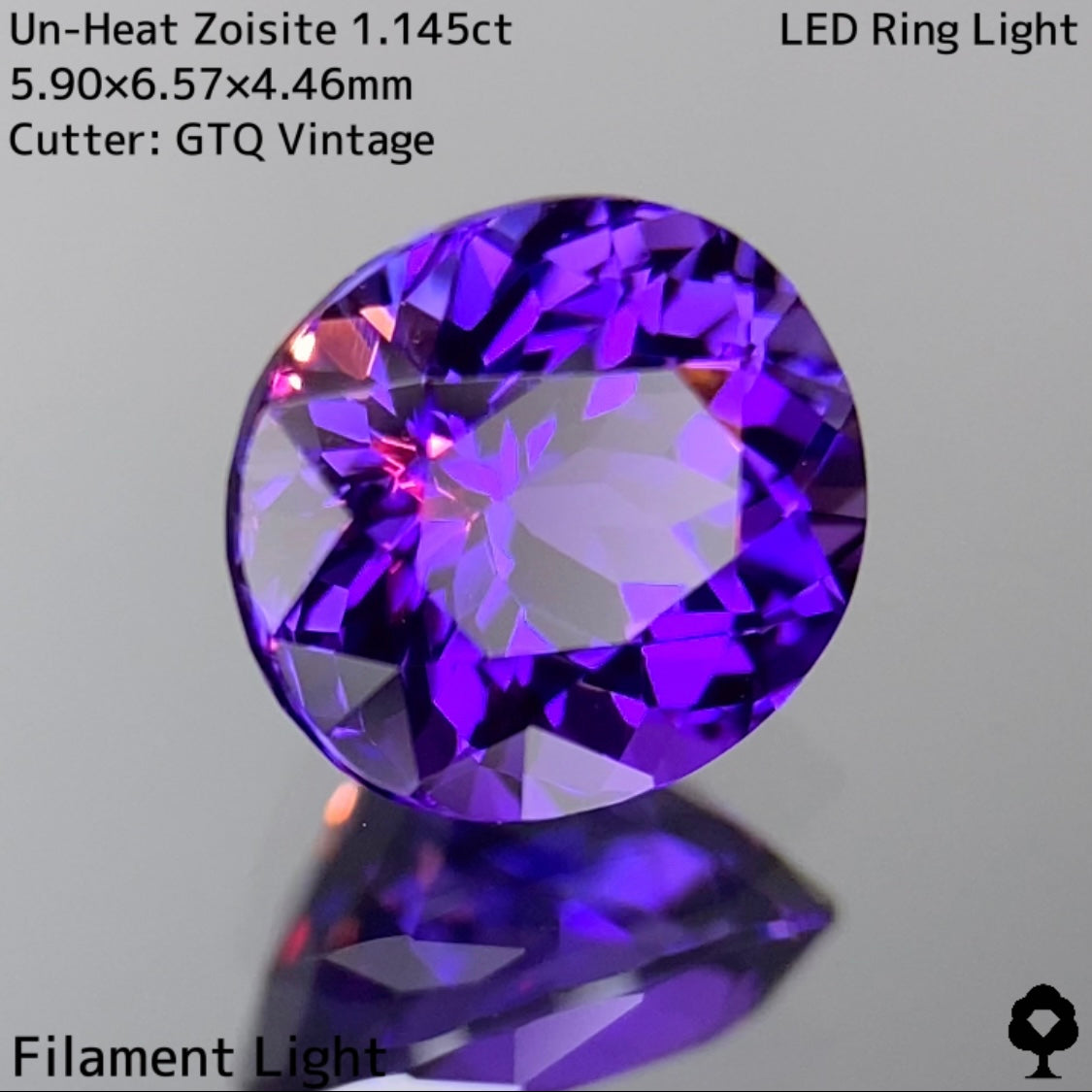 奥底にブルーが潜む超濃厚パープルの名品クラシカルオーバル★非加熱ゾイサイト 1.145ct