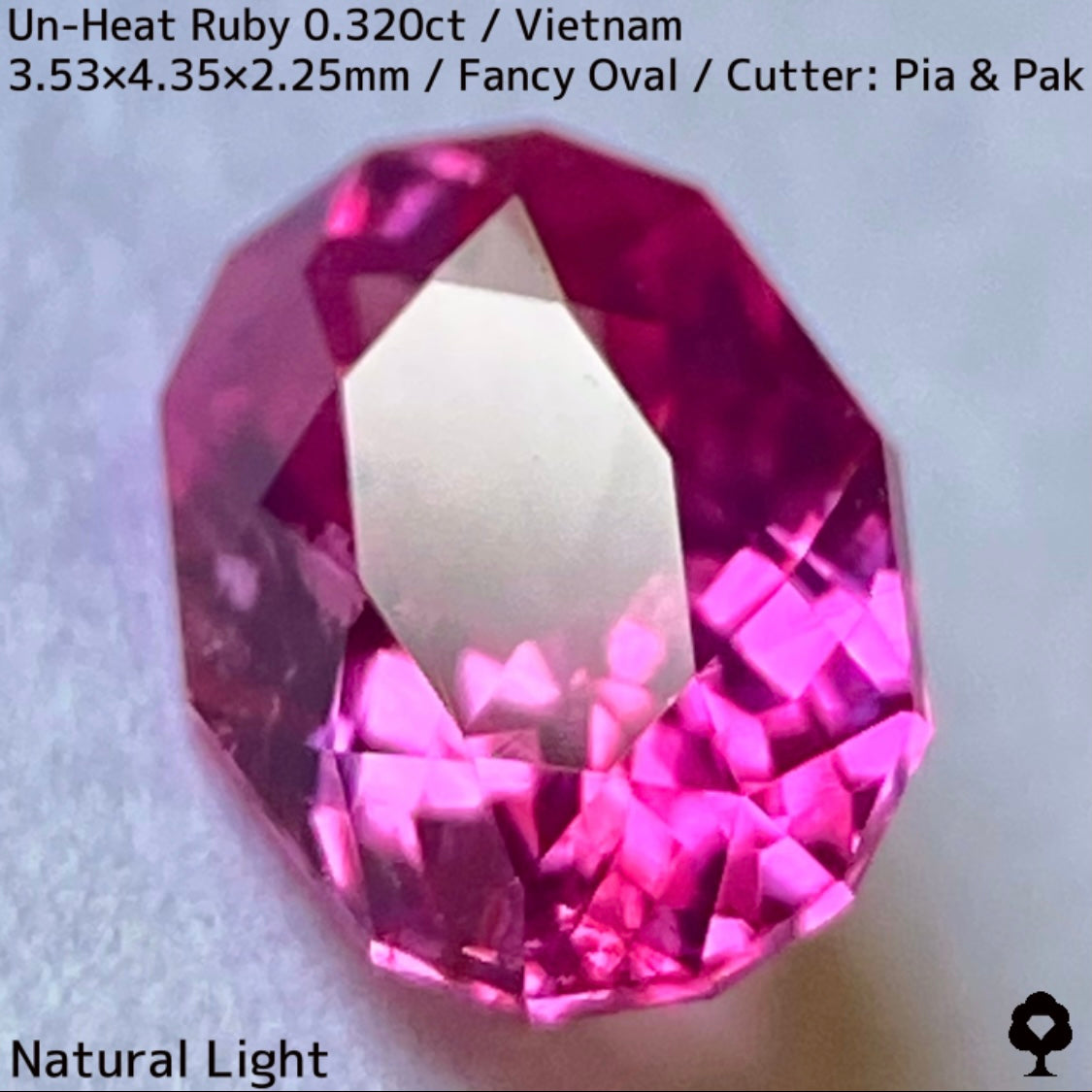 ベトナム産非加熱ルビー0.320ct★ネオンピンクの煌めき溢れる花咲くファンシーオーバル