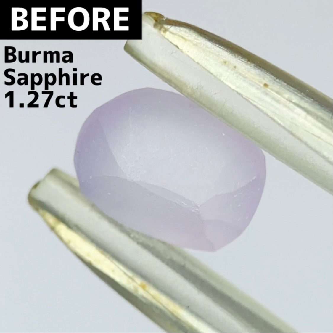 ビルマ産サファイア0.757ct★大変身を遂げたほのかなライラック感が可愛らしいほんのりシルキーなニアカラーレス