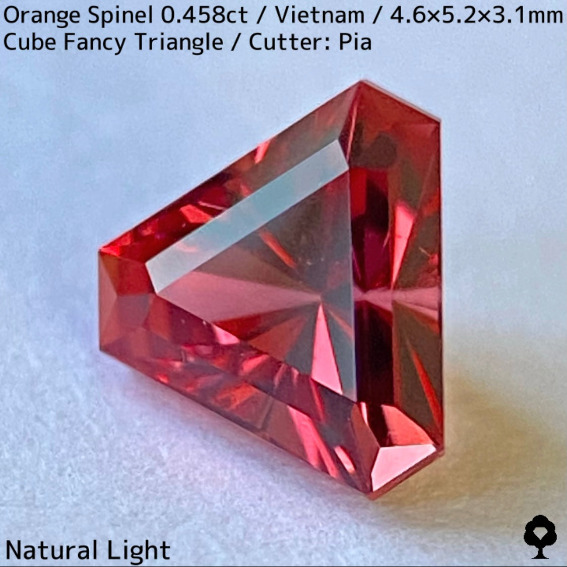 ベトナム産オレンジスピネル0.458ct★パープリッシュオレンジネオンの煌めき止まらないオリジナリティ溢れる美カット