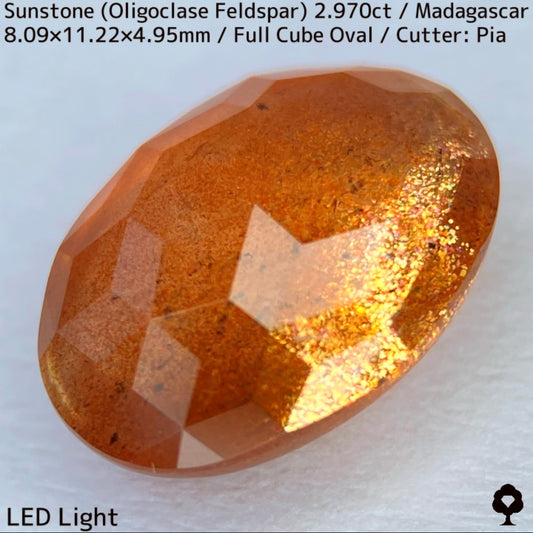 サンストーン(オリゴクレース)2.970ct★原石からつくりあげた作品