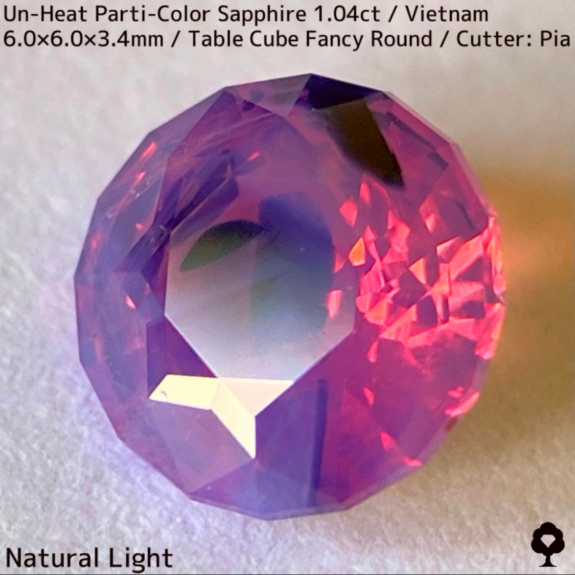 ベトナム産非加熱パーティカラーサファイア1.046ct★ベトナム産の面白さが詰まったシルキーネオン放つ1ctアップ
