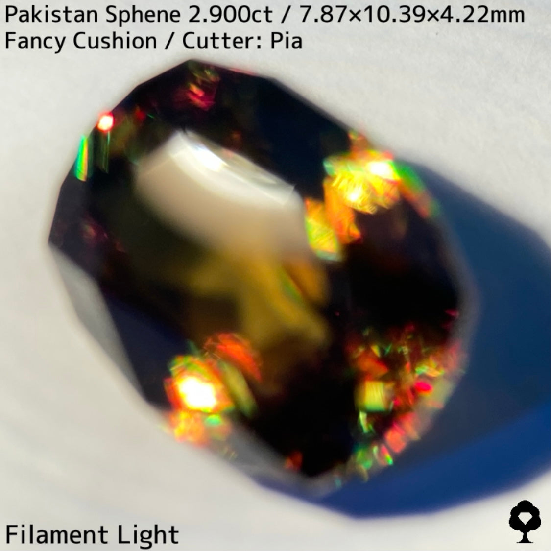 落ち着いた大人のカーキから落ち着かない激しいファイアーを放つ★パキスタン産スフェーン2.900ct
