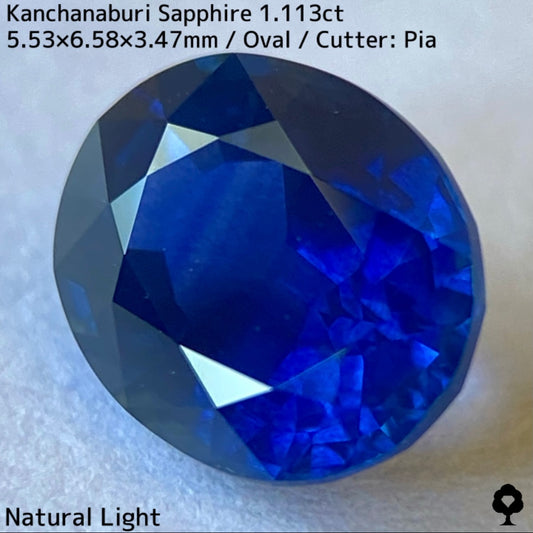 カンチャナブリー産サファイア1.113ct★カンチャらしいシルキーでほんのりグリニッシュなブルーの希少1ctアップ