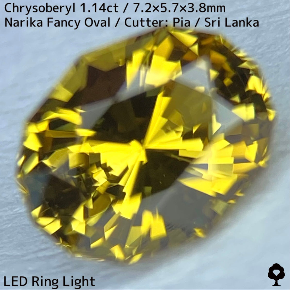 【お客さま専用】クリソベリル1.14ct★曇りなき美結晶から王道ゴールドの鋭いナリカーカットの煌めき