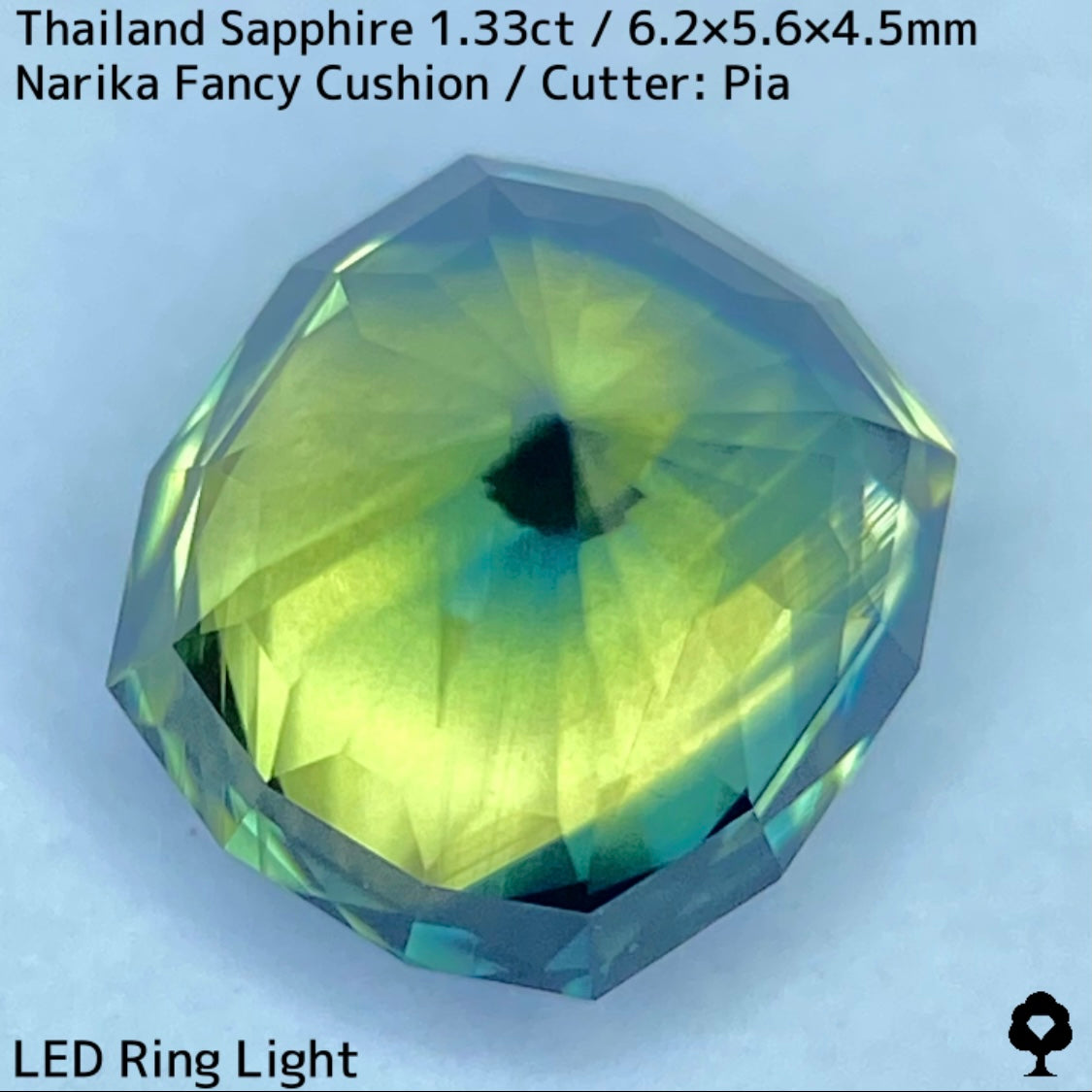 タイ産サファイア1.33ct★ブルー・グリーン・イエローの深いパーティ感のある秒針のような鋭い煌めき放つリバーシブルな一石