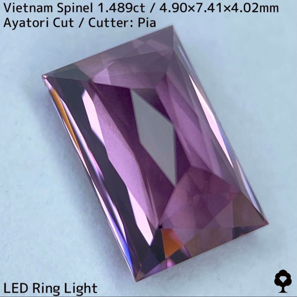 ベトナム産スピネル1.489ct★妖艶なピンキッシュパープルの超美結晶原石の形を生かしたシザースのあやとりカット