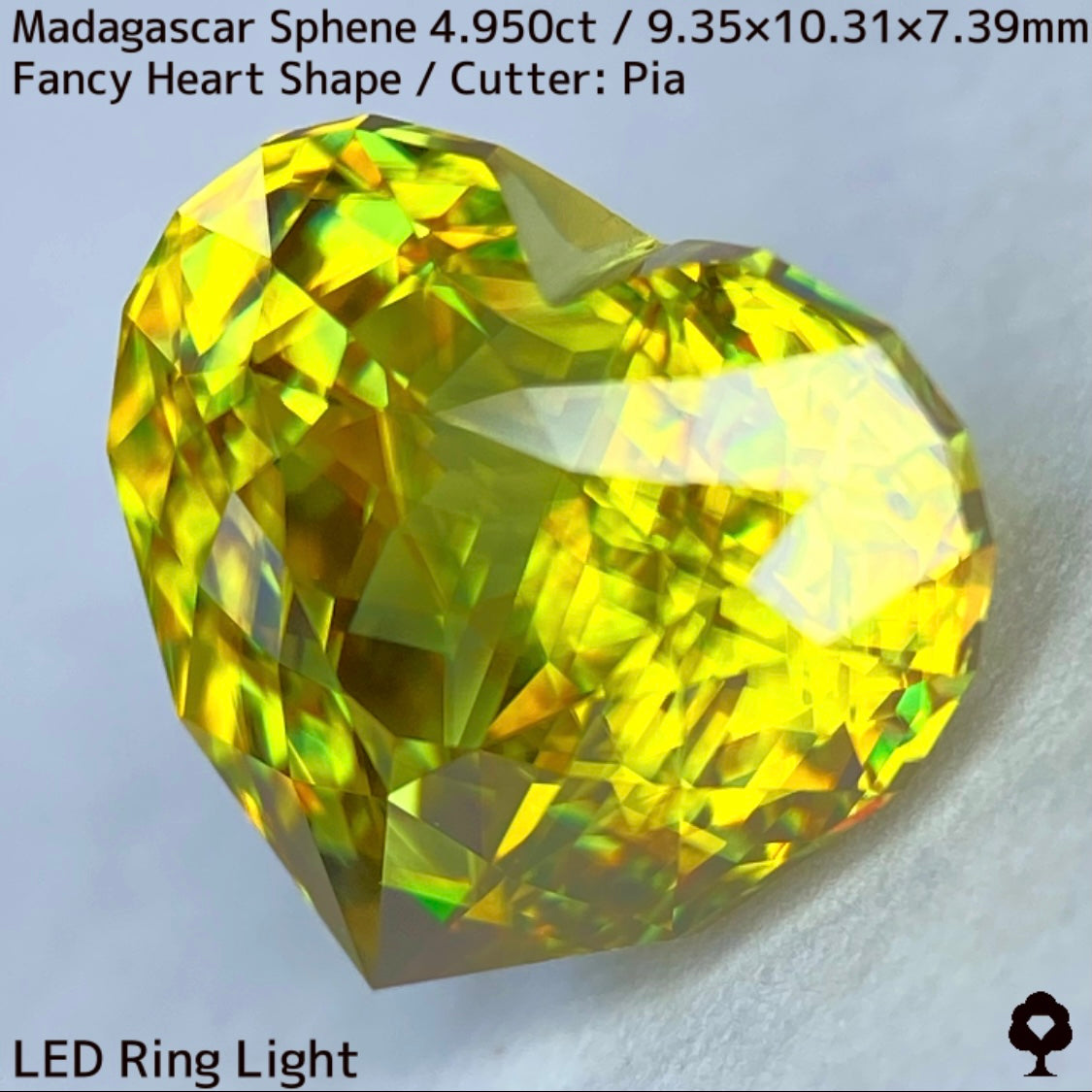 最高に煌めく超美結晶が完璧なファンシーハートシェイプに★マダガスカル産スフェーン4.950ct