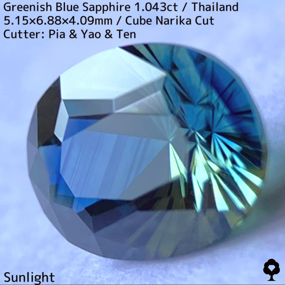 【ご当選者さま専用】タイ産グリニッシュブルーサファイア1.043ct★ディープカラーから煌めく羽根のようなティールブルー
