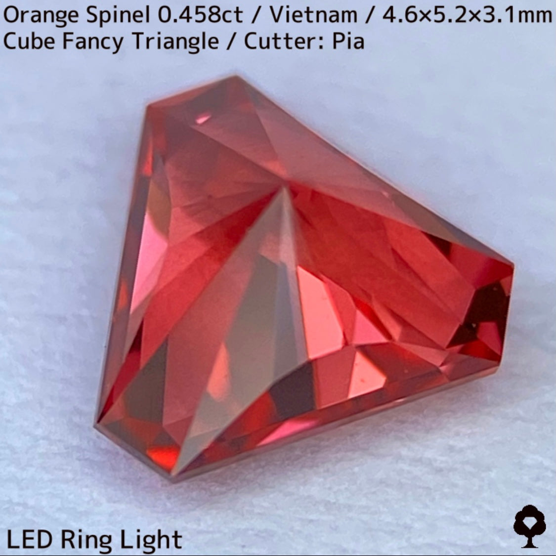 ベトナム産オレンジスピネル0.458ct★パープリッシュオレンジネオンの煌めき止まらないオリジナリティ溢れる美カット