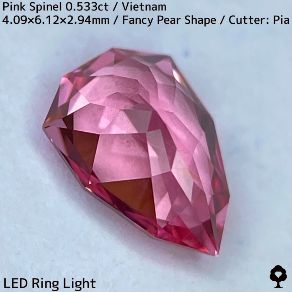 【お客さま専用】ベトナム産ピンクスピネル0.533ct★ツボミのような色だまり感美しいパパラチァカラーのペアシェイプ★ZB8枚ご利用