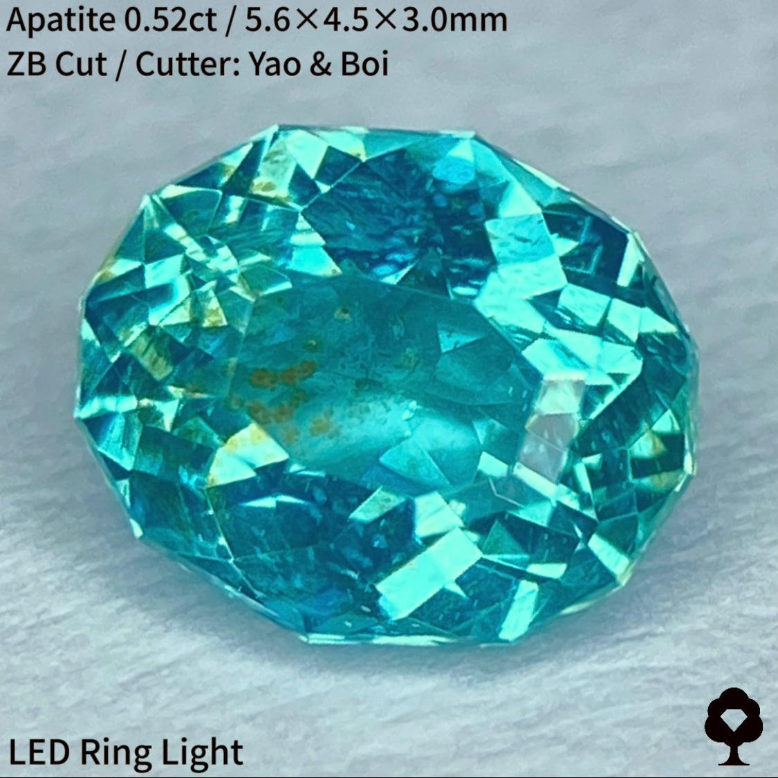 ネオン感あるマリンブルーに金木犀のようなインクルージョン★アパタイト0.52ct