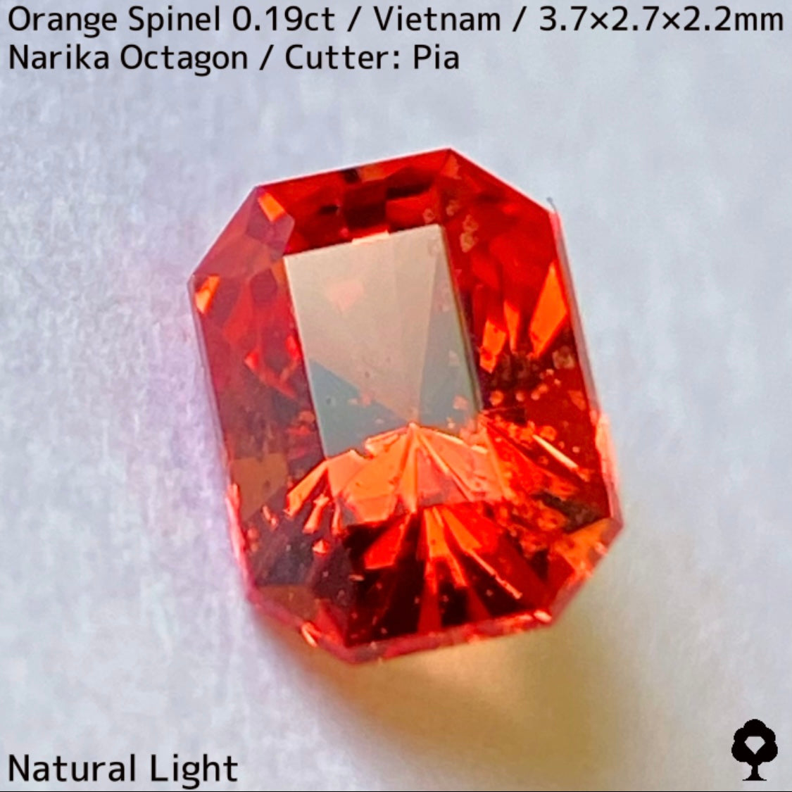 ベトナム産オレンジスピネル0.19ct★ネオンオレンジ美しいナリカーの鋭い煌めきのバブリー結晶