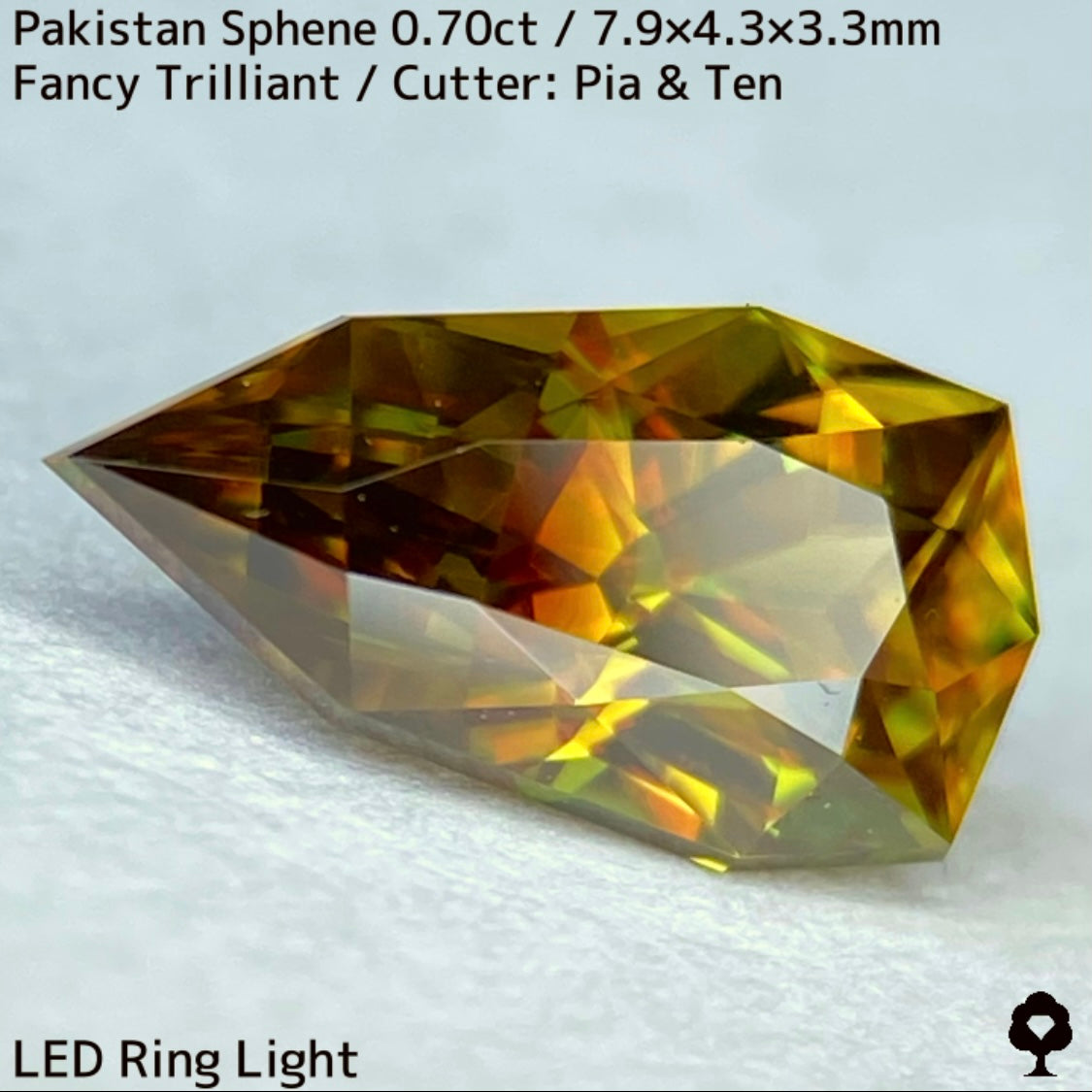 【ご当選者さま専用】パキスタン産スフェーン0.70ct★恐るべき煌めきと多色感たまらない槍型トリリアント