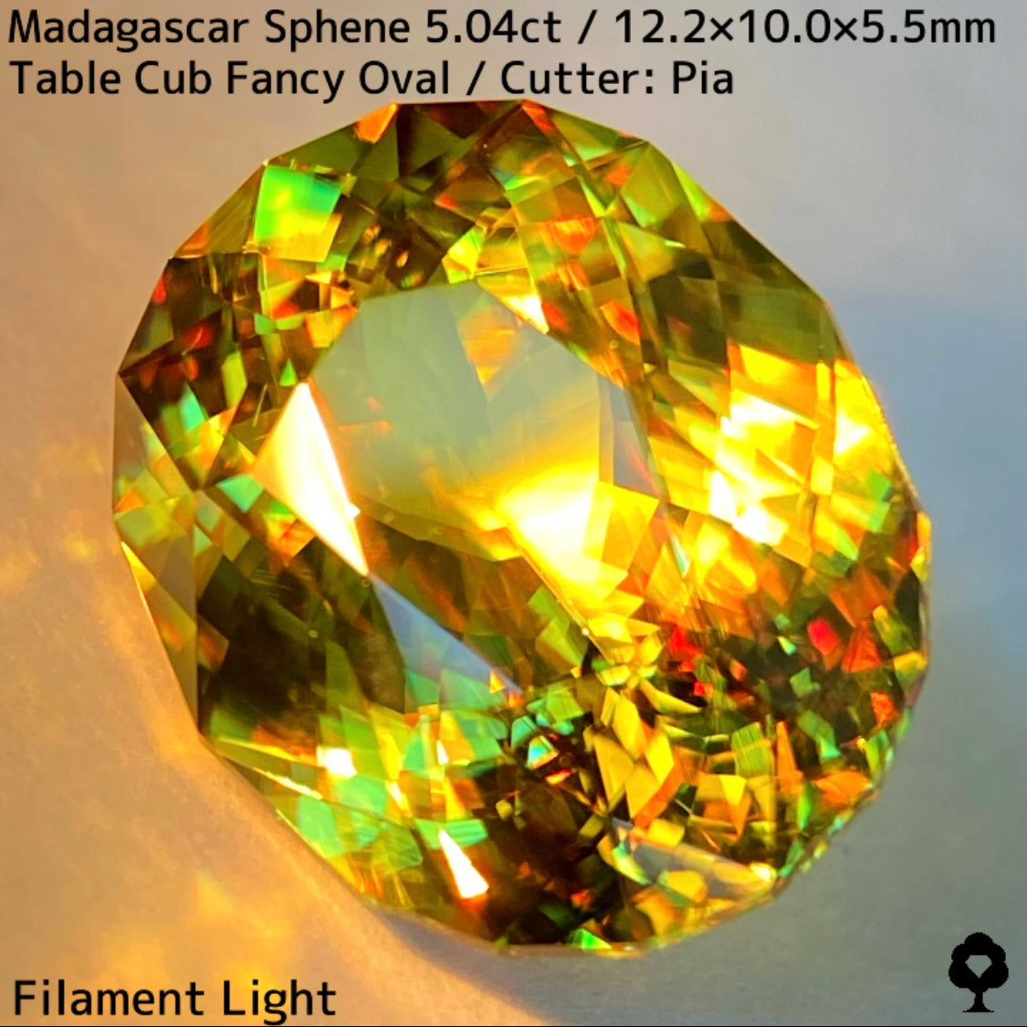マダガスカル産スフェーン 5.041ct★イエローイッシュグリーンの爽やかで華やかなファイアー溢れる美結晶