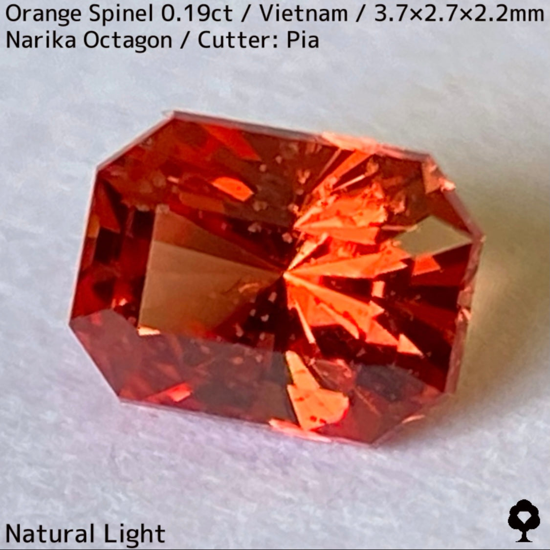 ベトナム産オレンジスピネル0.19ct★ネオンオレンジ美しいナリカーの鋭い煌めきのバブリー結晶