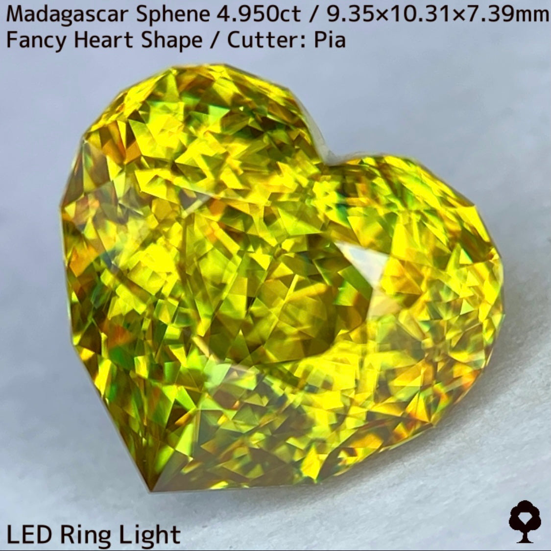 最高に煌めく超美結晶が完璧なファンシーハートシェイプに★マダガスカル産スフェーン4.950ct