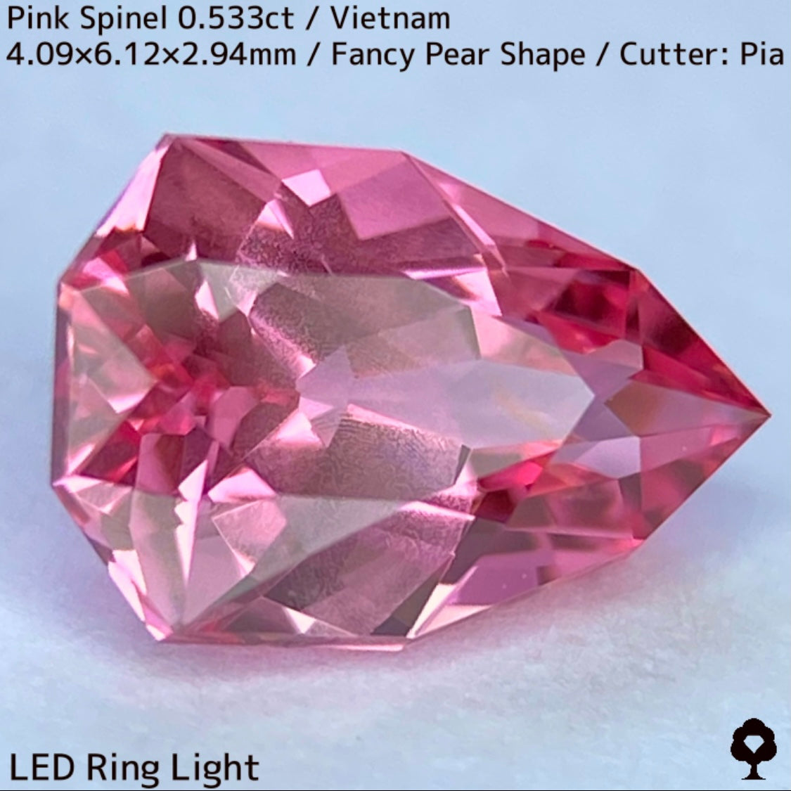 【お客さま専用】ベトナム産ピンクスピネル0.533ct★ツボミのような色だまり感美しいパパラチァカラーのペアシェイプ★ZB8枚ご利用