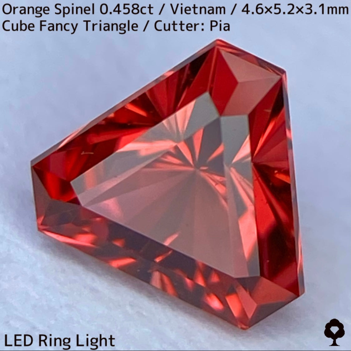 ベトナム産オレンジスピネル0.458ct★パープリッシュオレンジネオンの煌めき止まらないオリジナリティ溢れる美カット