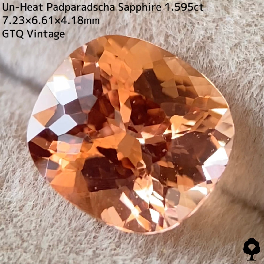 非加熱パパラチァサファイア1.595ct★探しても見つからない1.5ctアップのオレンジ系美色ヴィンテージ作品