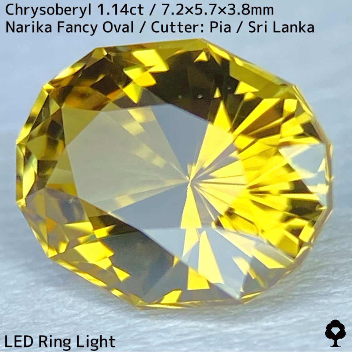 【お客さま専用】クリソベリル1.14ct★曇りなき美結晶から王道ゴールドの鋭いナリカーカットの煌めき