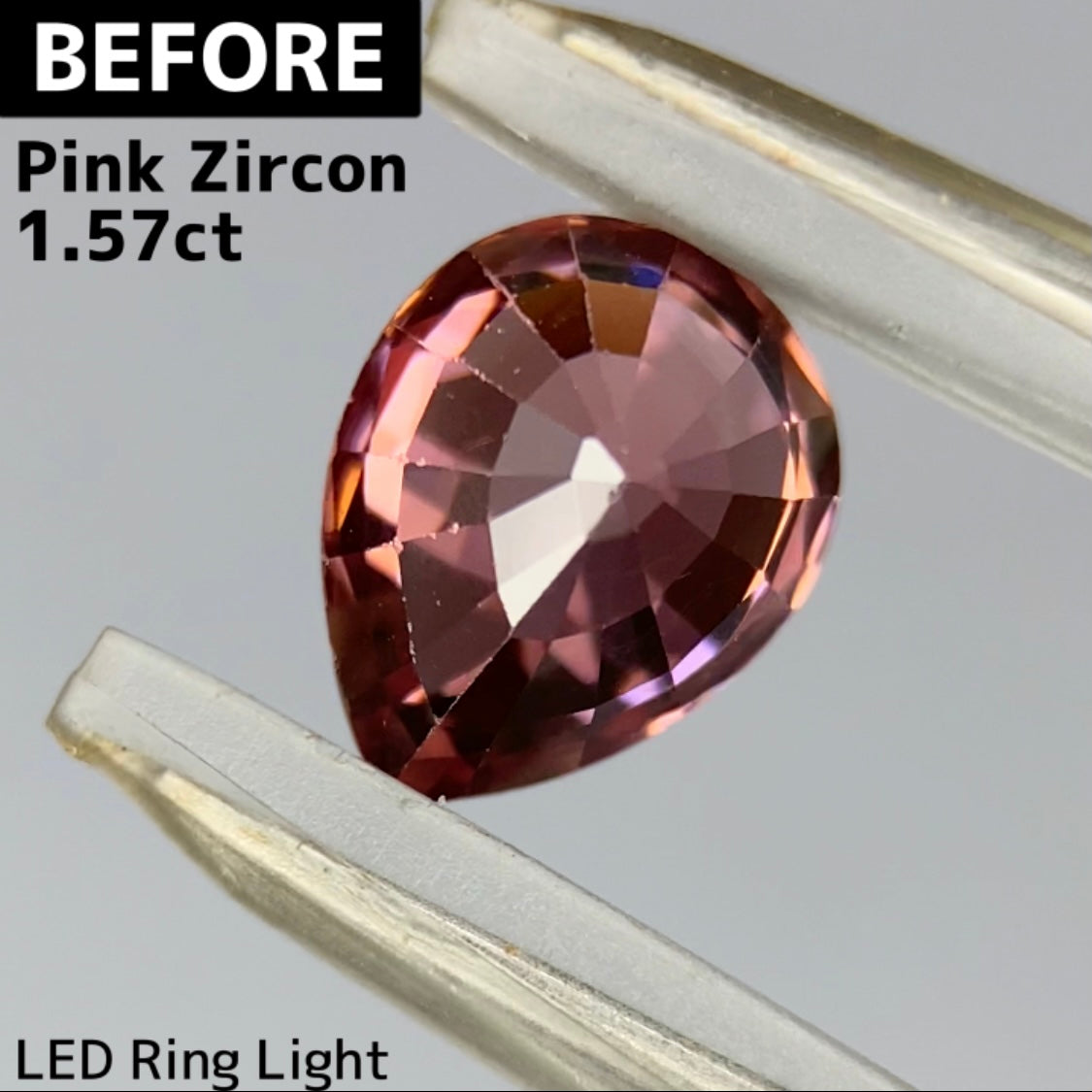 妖艶に色の混ざり合うピンクにファイアー彩るファンシーペアシェイプ★ピンクジルコン1.16ct