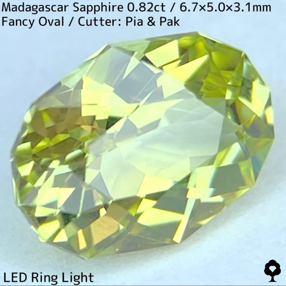 マダガスカル産サファイア0.835ct★煌めき抜群のイエローにブルーの色だまりが混ざるファイアー煌めくライトライムカラー