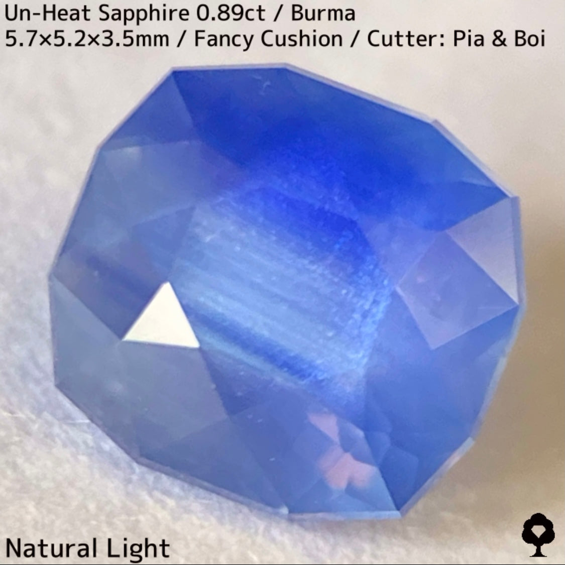 ビルマ産非加熱サファイア0.89ct★流れるシルクインクルと色だまりとピンクオレンジの煌めき美しい