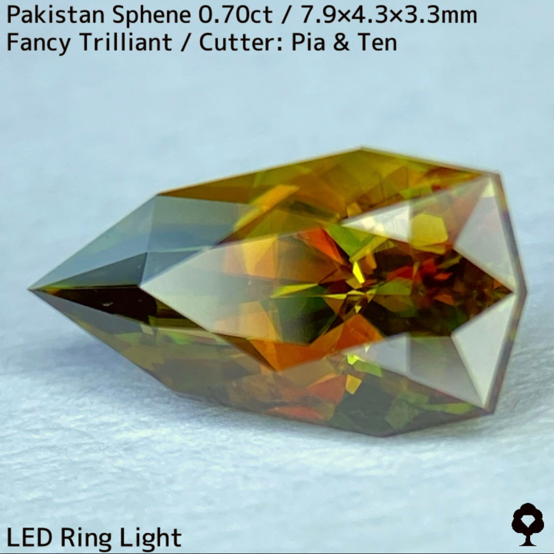 【ご当選者さま専用】パキスタン産スフェーン0.70ct★恐るべき煌めきと多色感たまらない槍型トリリアント