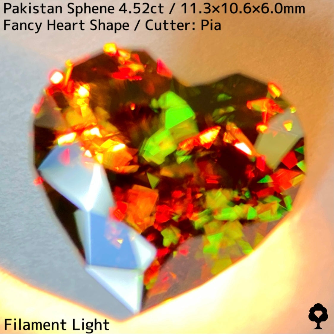 パキスタン産スフェーン4.521ct★彩度高い濃色グリーンから赤いファイアーが弾ける