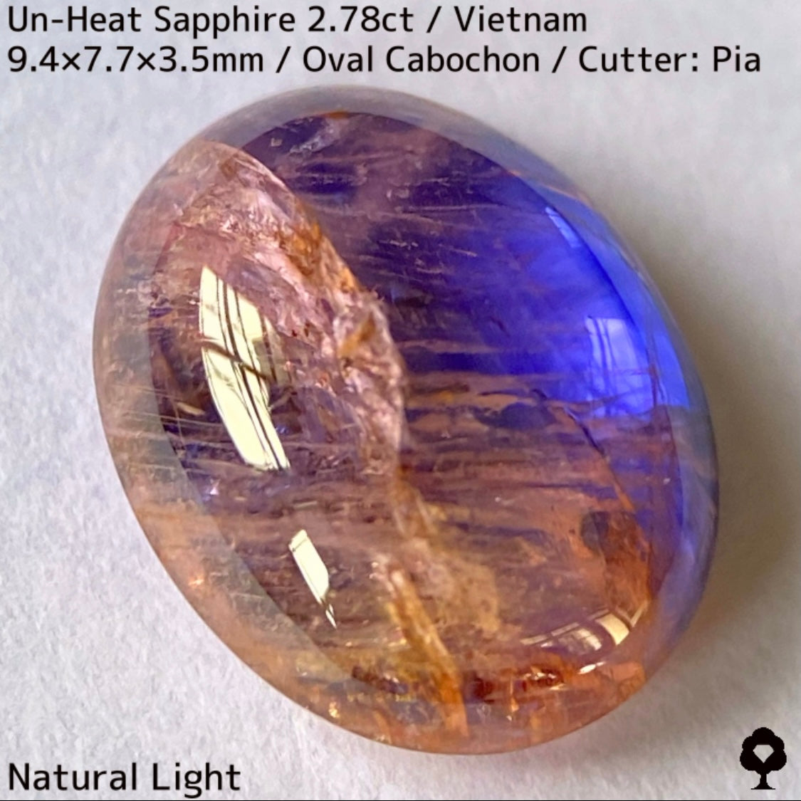 ベトナム産非加熱サファイア2.78ct★発色の良いパープルにオレンジインクルで絵画のようなベトナム産らしい面白い一石