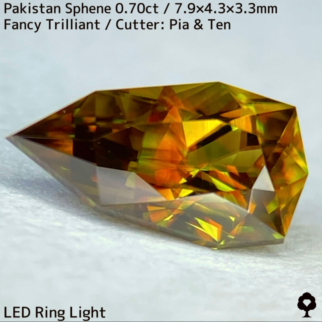 【ご当選者さま専用】パキスタン産スフェーン0.70ct★恐るべき煌めきと多色感たまらない槍型トリリアント