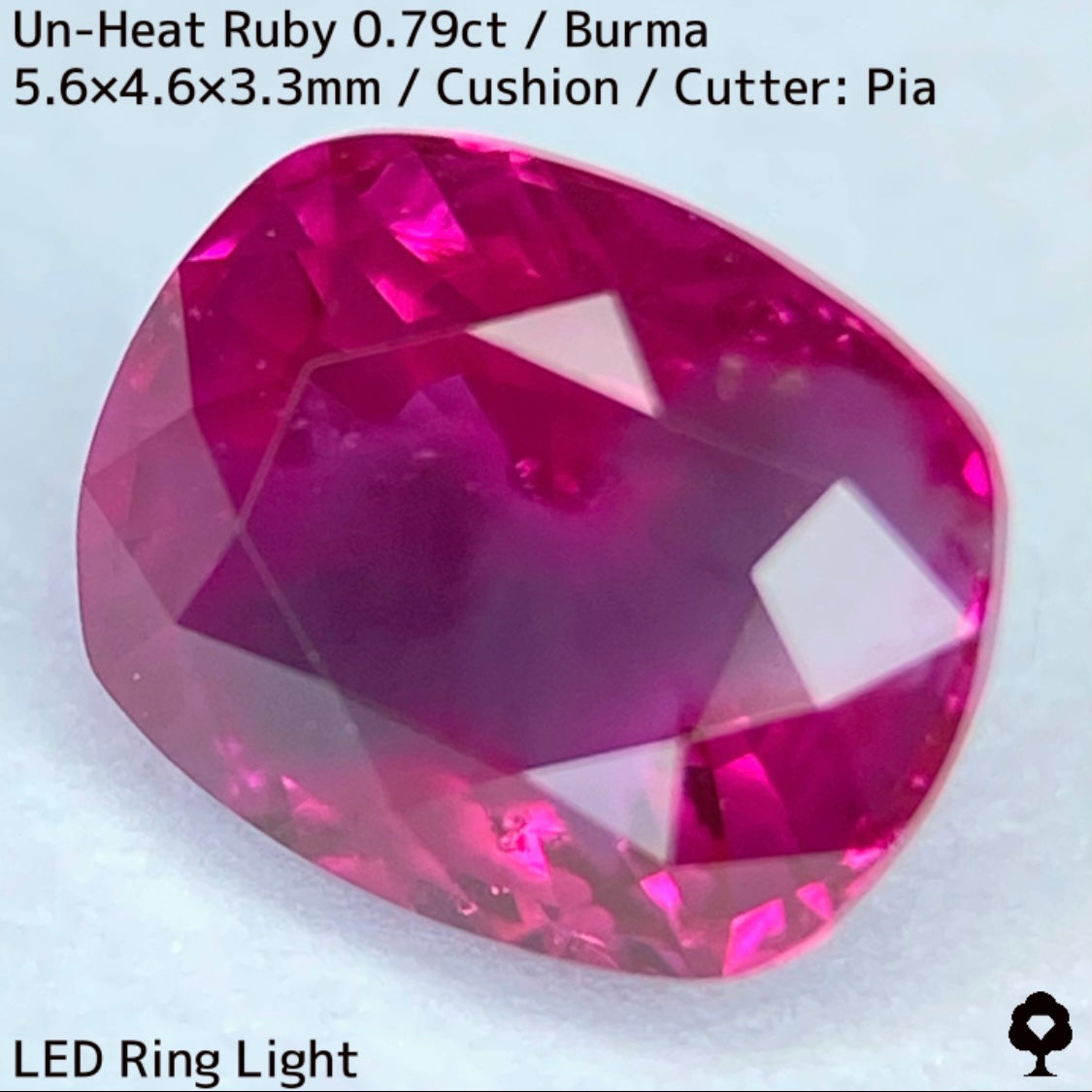 ビルマ産非加熱ルビー0.79ct★美色結晶をコウモリが覆うバットマンルビー
