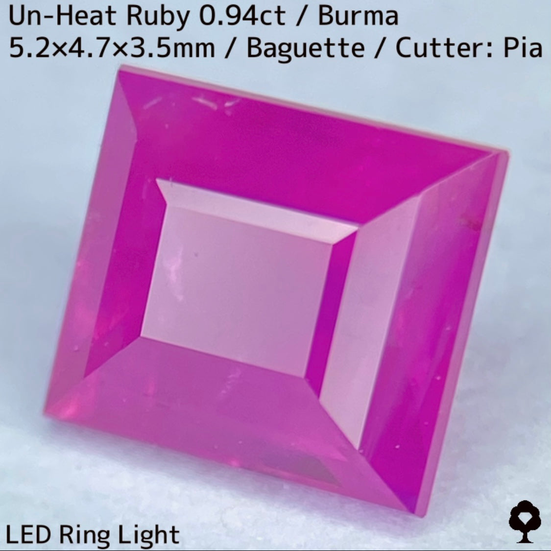 ビルマ産非加熱ルビー0.94ct★シルキーピンク可愛い無駄のないシャープなバゲット