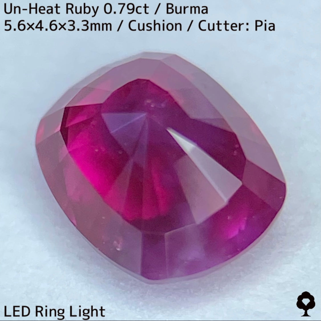 ビルマ産非加熱ルビー0.79ct★美色結晶をコウモリが覆うバットマンルビー